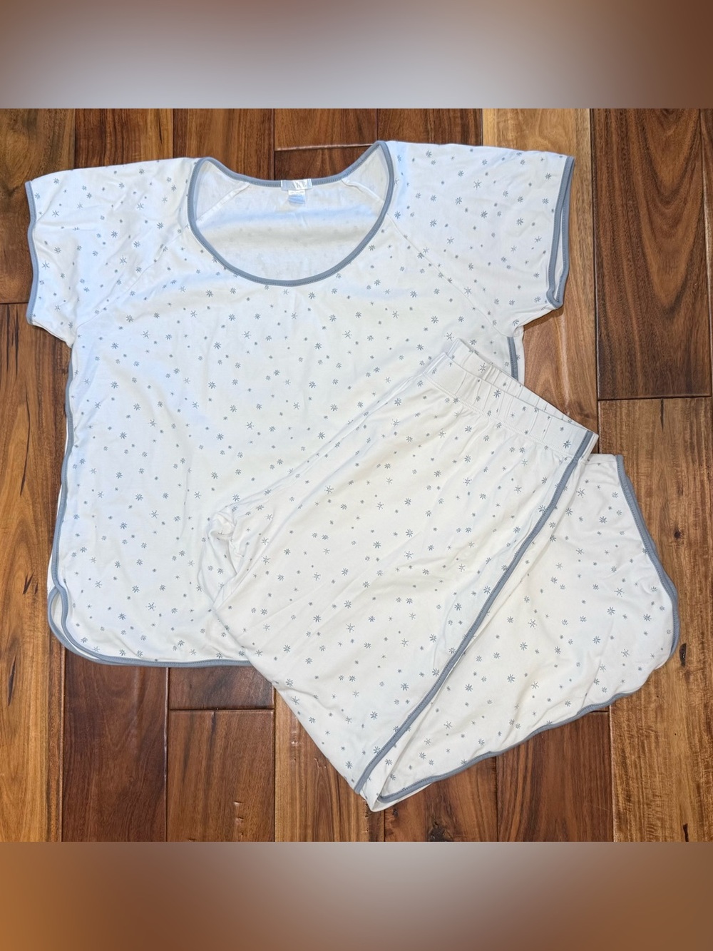 Lake Pima Short-Long Pajama Set in Snowflake Print sz XL - Picture 3 of 14